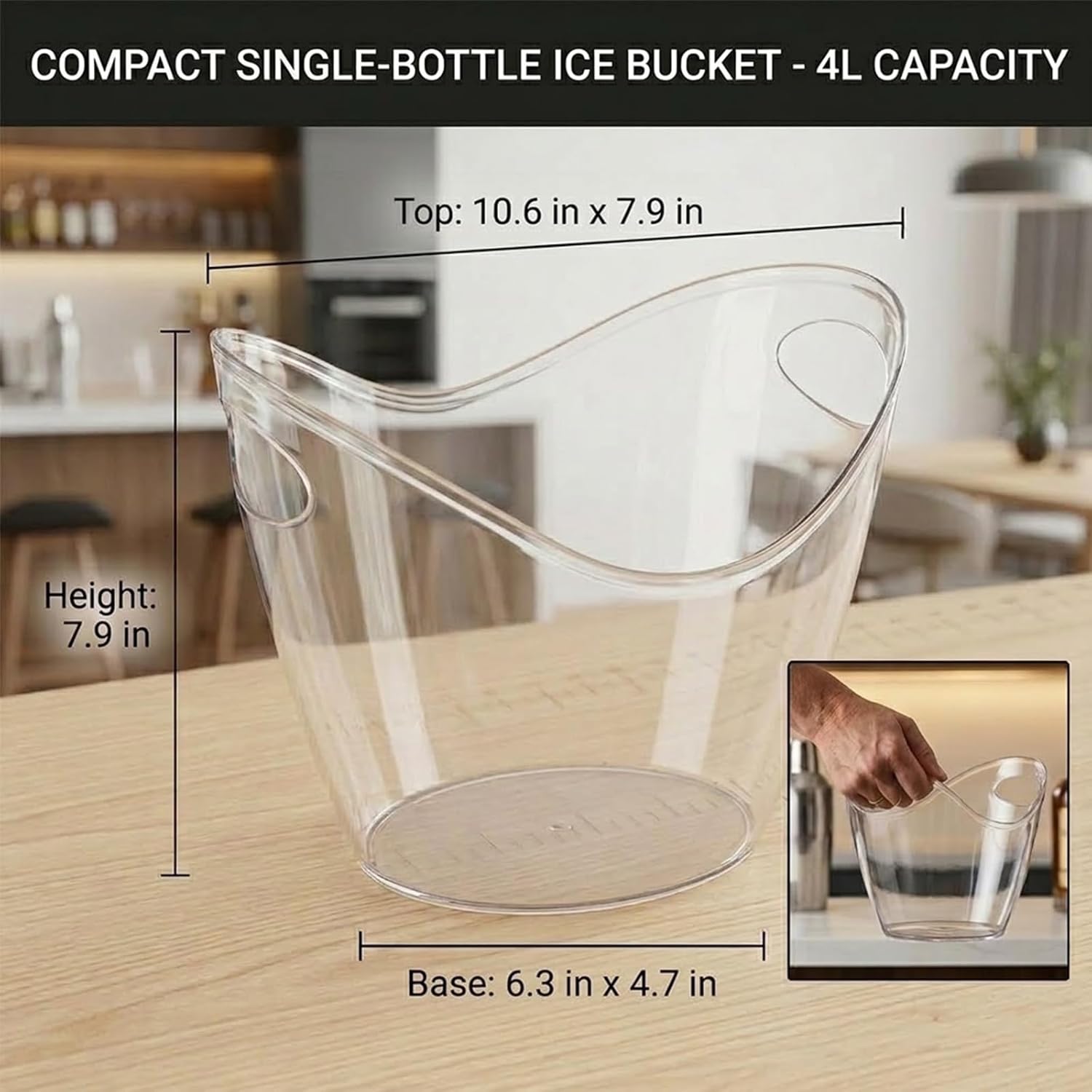 2 Pack 4L Clear Ice Bucket for Parties, Plastic Beverage Tub for Champagne Beer Wine, Mimosa Bar Supplies Drink Bucket for Cocktails & Events