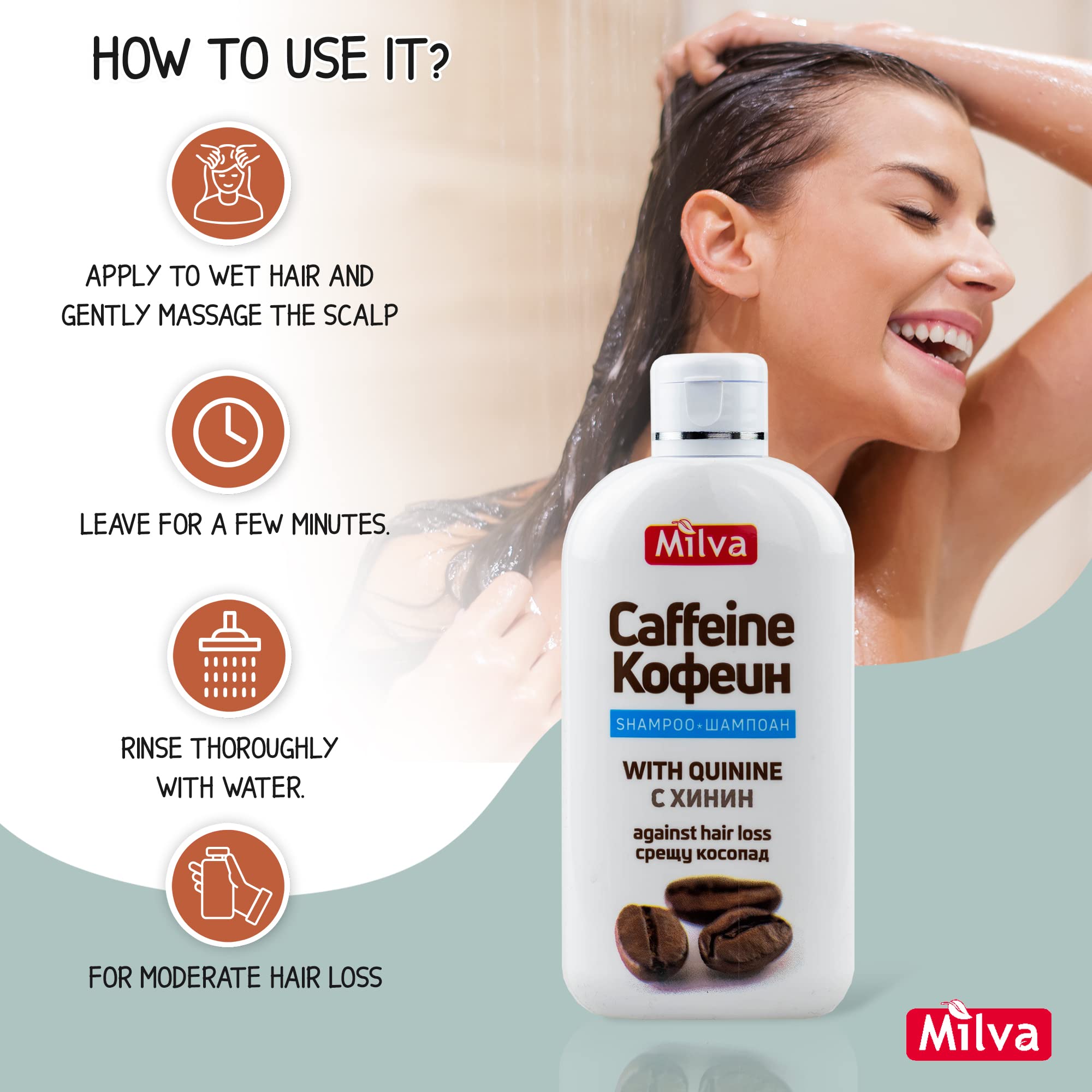 Milva Champú con Cafeína y Quinina 200 ml Fortalecedor para Cabello Fino