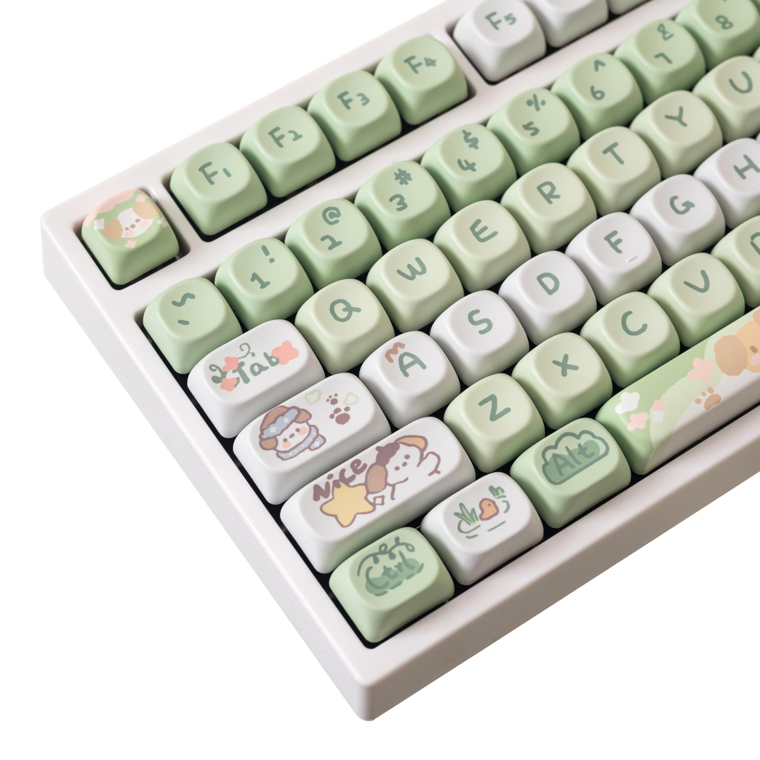 Amazon.com: GK GAMAKAY 132 Keys Green White Keycaps Set, MOA