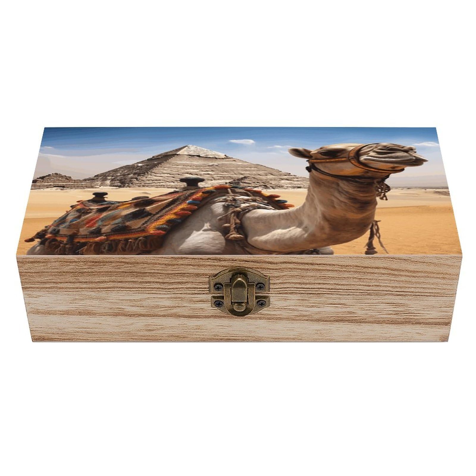 VstaDank Pyramid Camel Wooden Storage Box with Hinged Lid Natural Wooden Box Beautifully Keepsake Boxes Vintage Wood Boxes Jewelry Organizer Trinket Storage Chest Unique Gift