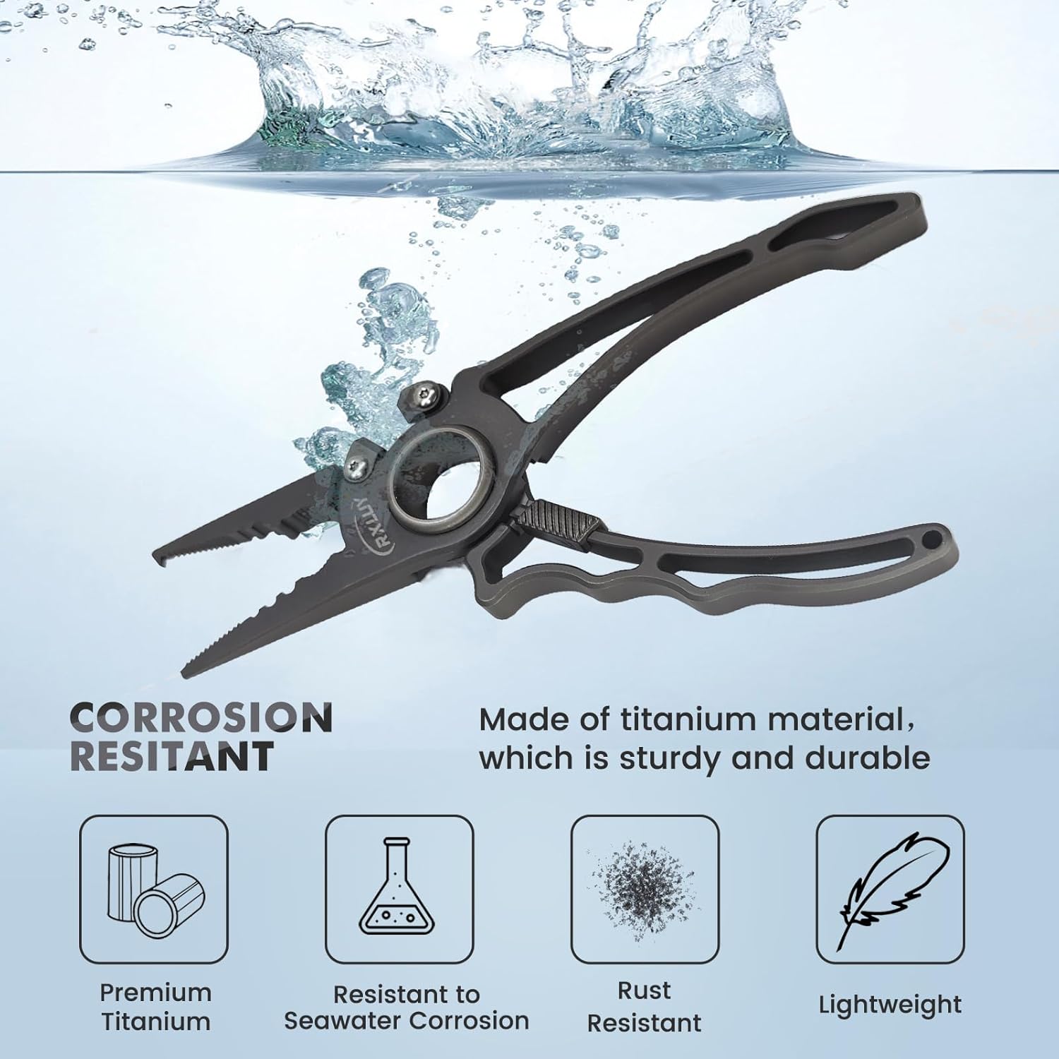 Titanium Fishing Pliers, Premium Saltwater Fishing Gear, Tungsten Cutters, Split Ring Hook Remover, Knot Tying Tool with Lanyard, Ice Fishing, Sea Fishing Kit Gifts for Men