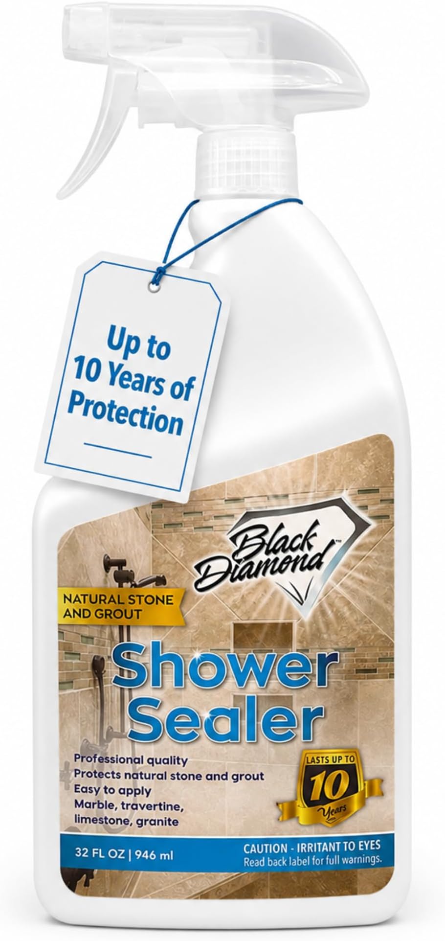 Black Diamond Stoneworks Natural Stone Shower Sealer โ Penetrating Water-Based Sealer for Marble, Granite, Travertine, Limestone & Grout โ Water & Stain Protection. 1-Quart
