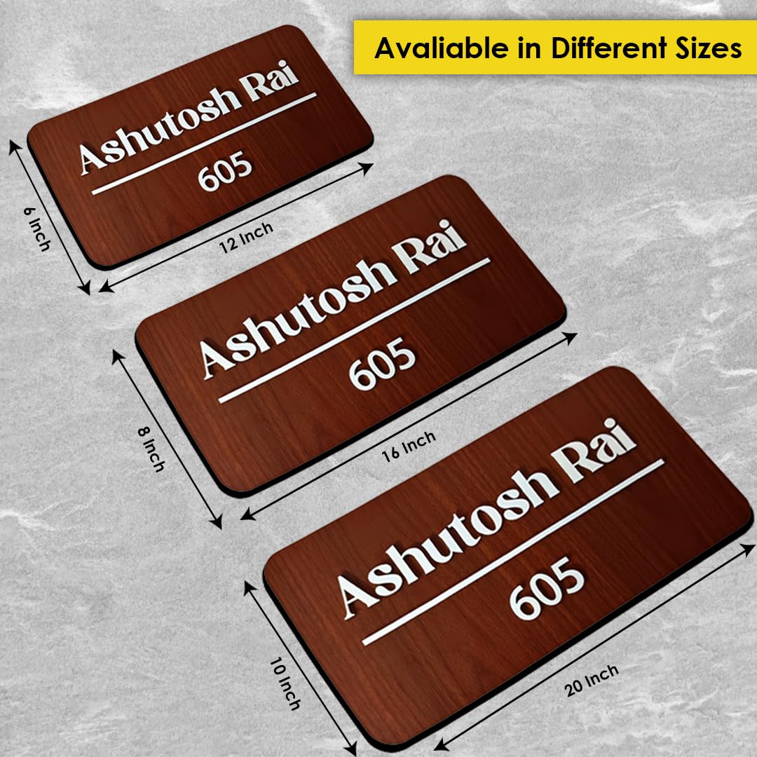 Wooden Name Plate For Home Entrance | Customised Family Name & House No — Amazon image 4