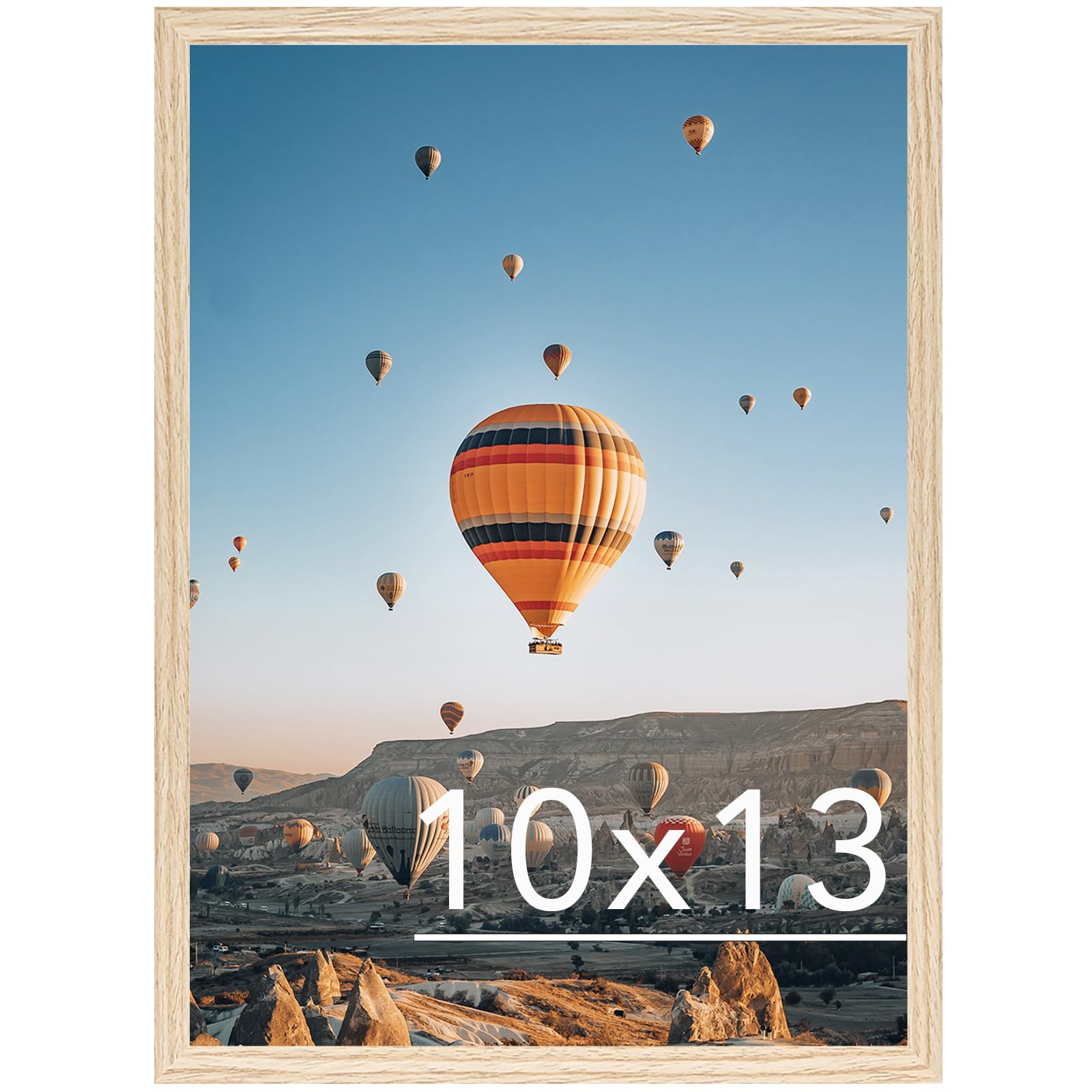 JCJMY 10x13 Picture Frame for Wall Hanging, Wall Mounting Horizontally or Vertically, 10 x 13 Wall Gallery Poster Photo Frame with Shatter Resistant Plexiglass, Natural
