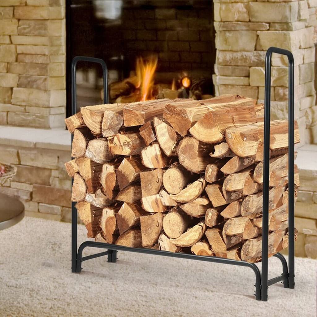Estante De Leña De Hierro Negro En Forma De S para Herramientas De Chimenea, Diseño Simple, Estante De Madera para El Piso del Hogar En Forma De S