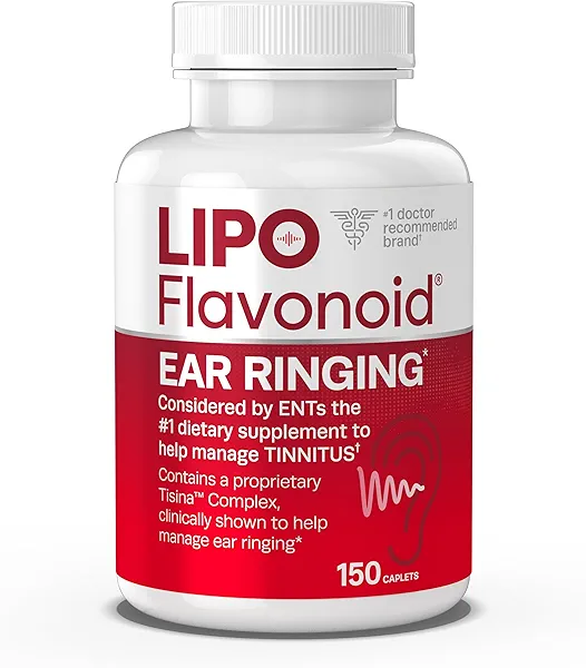 Lipo-Flavonoid Plus Tinnitus Relief - Doctor-Recommended for Ringing Ears - Clinically-Proven Lemon Bioflavonoid Complex with Vitamins C, B1, B2, B6, B12, & Calcium - 150 Caplets
