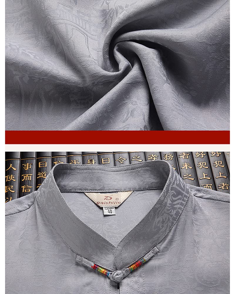 Männer Sommerkleidung Chinesisch Nationales Traditionelles Kostüm Kampfkunst Kung Fu Tai Chi Outfit Hanfu Sommer Zweiteiler Tang Anzug Kurzarm Stehkragen Kung Fu Shirt Tops & Hose