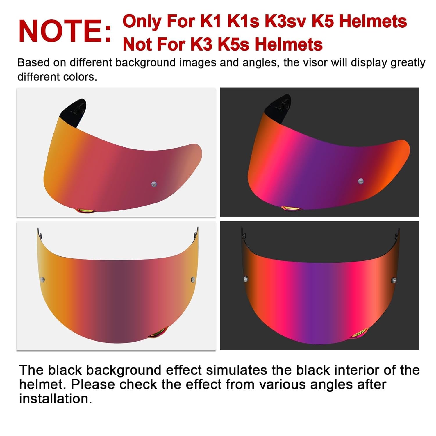 PSLER k1s Visor - k1 Helmet Visor k3sv Tinted Visor k5 Face Shield Replacement for k1 k1s k3sv k5,Purplish Red Visor