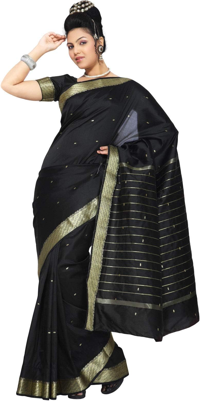 Womens Indian Ethnic Traditional Banarasi Art Silk Saree Sari Wrap Fabric Dress Drape