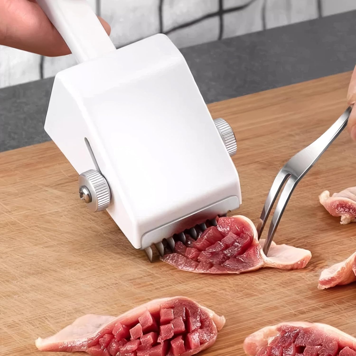 Multifunctional Squid Cutter & Meat Tenderizer Tool, Seafood Cutting Knife, Squid Flower Cuttlefish Cutter, Adjustable Depth, Ideal for Pork Skin Fish Chicken Duck Gizzards (3PCS Cutter+3PCS Blade)
