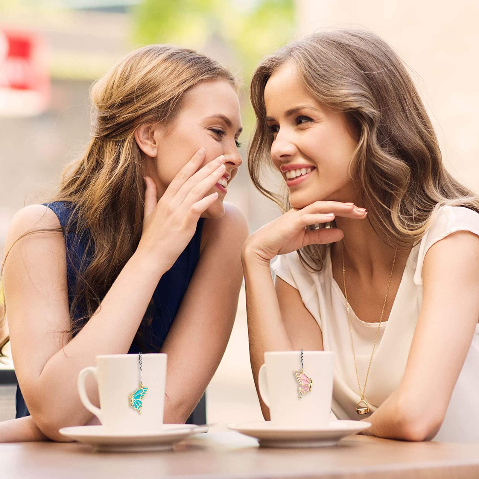 TeaSanavie Set 2 Infusori Per Tè In Acciaio Inox - Ciondoli Farfalla E Fiore, Filtro Fine Per Tè Sfuso, Regalo Per Donne - 3