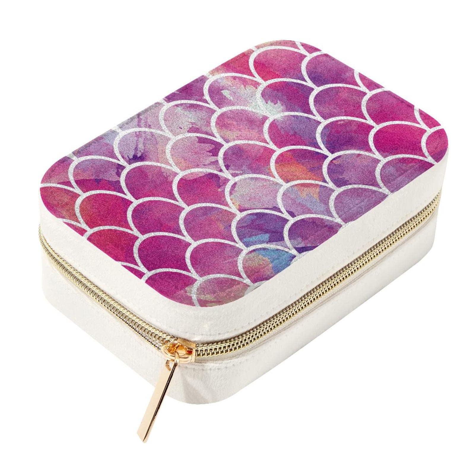 Boîte à bijoux nomade velours à motif écailles pour vos week-ends