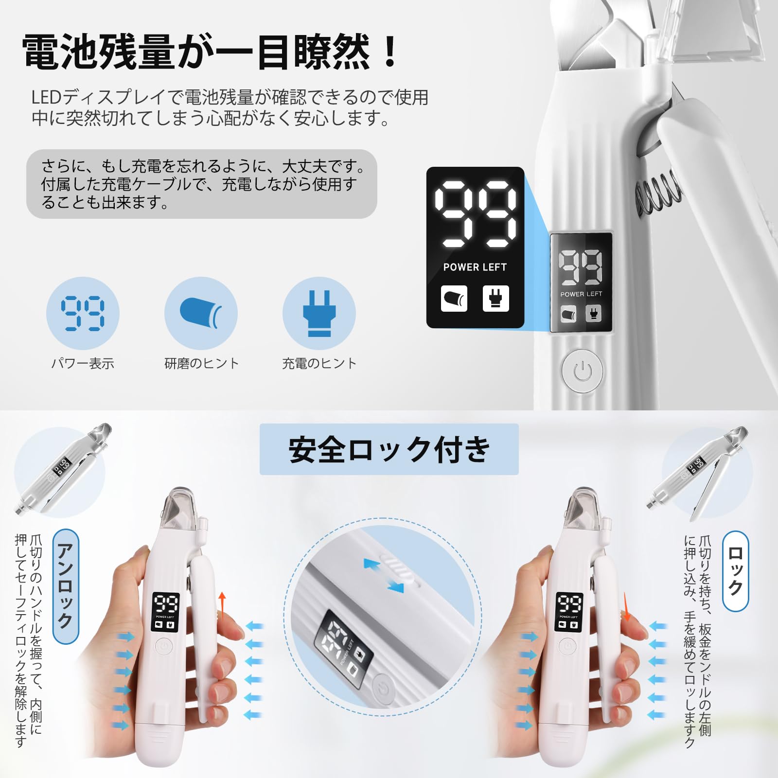 Amazon | SUPTMAX【2024新モデル】 ペット用爪切り 電動爪
