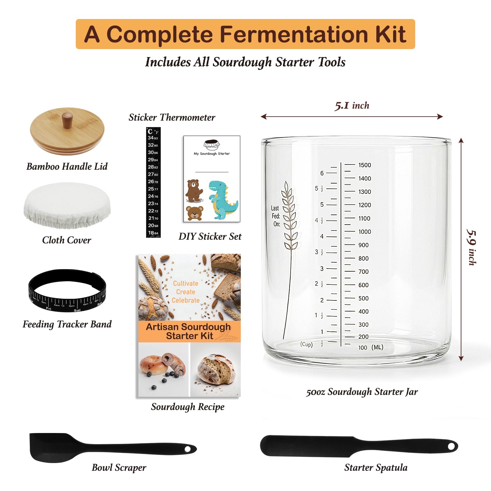 Sourdough Starter Jar Kit qtip holder 3 — view 3