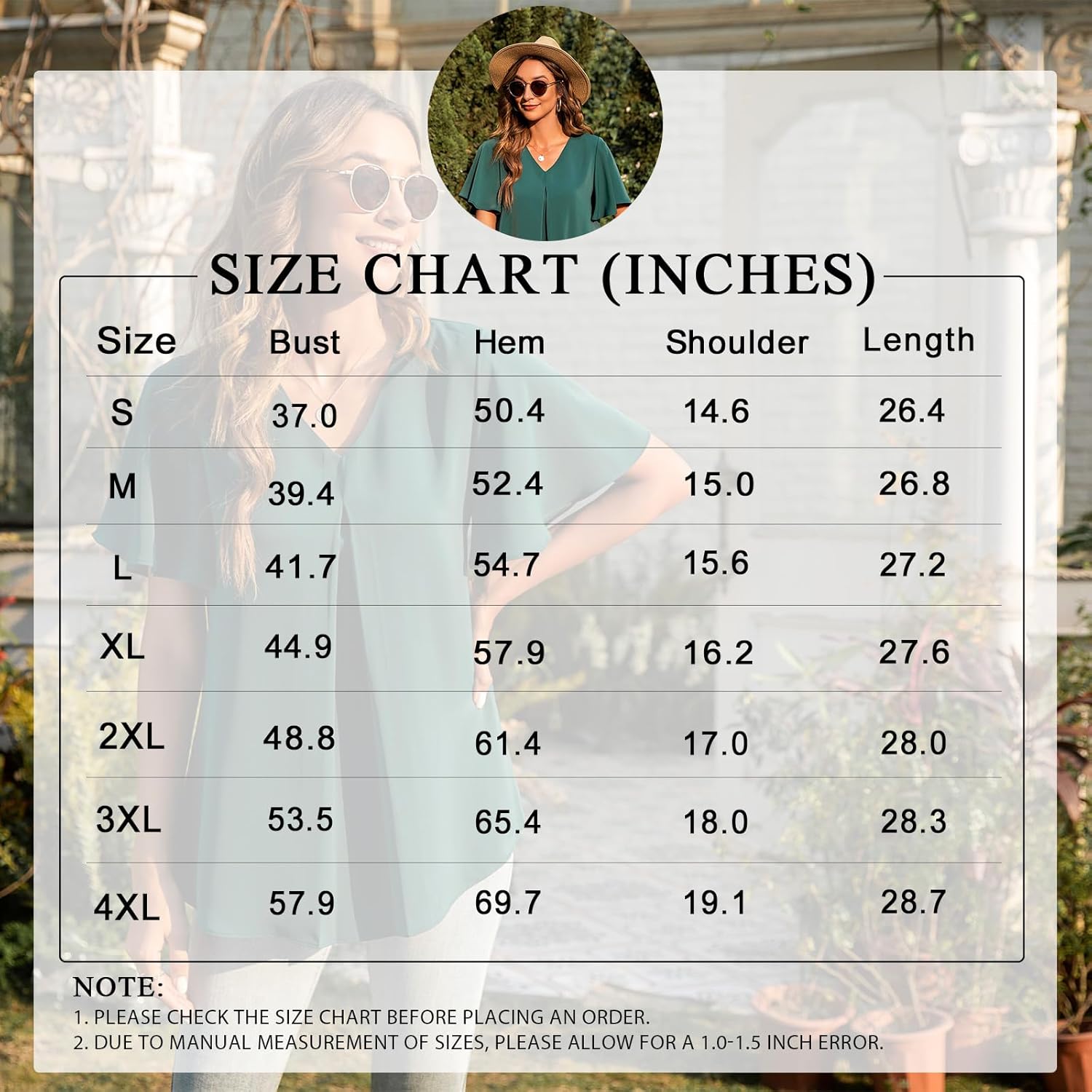 Anyally Women's Summer Dressy Chiffon Blouses V Neck Ruffle Short Sleeve Tunic Tops for Leggings Casual T-Shirts - Image 5