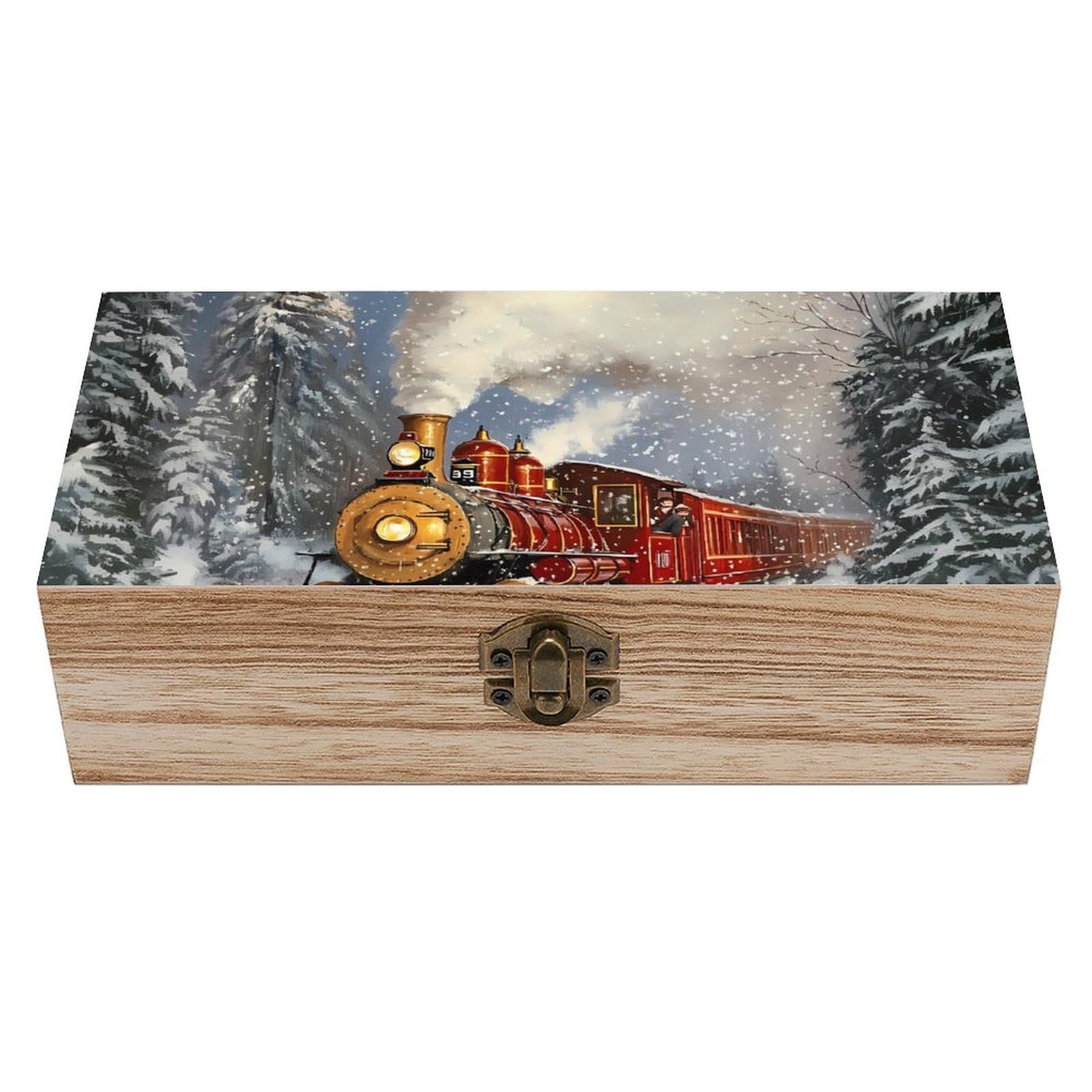 Kwqdozf As Pic Vintage Steam Train Wooden Storage Box With Lid Decorative Jewelry Organizer Boxes