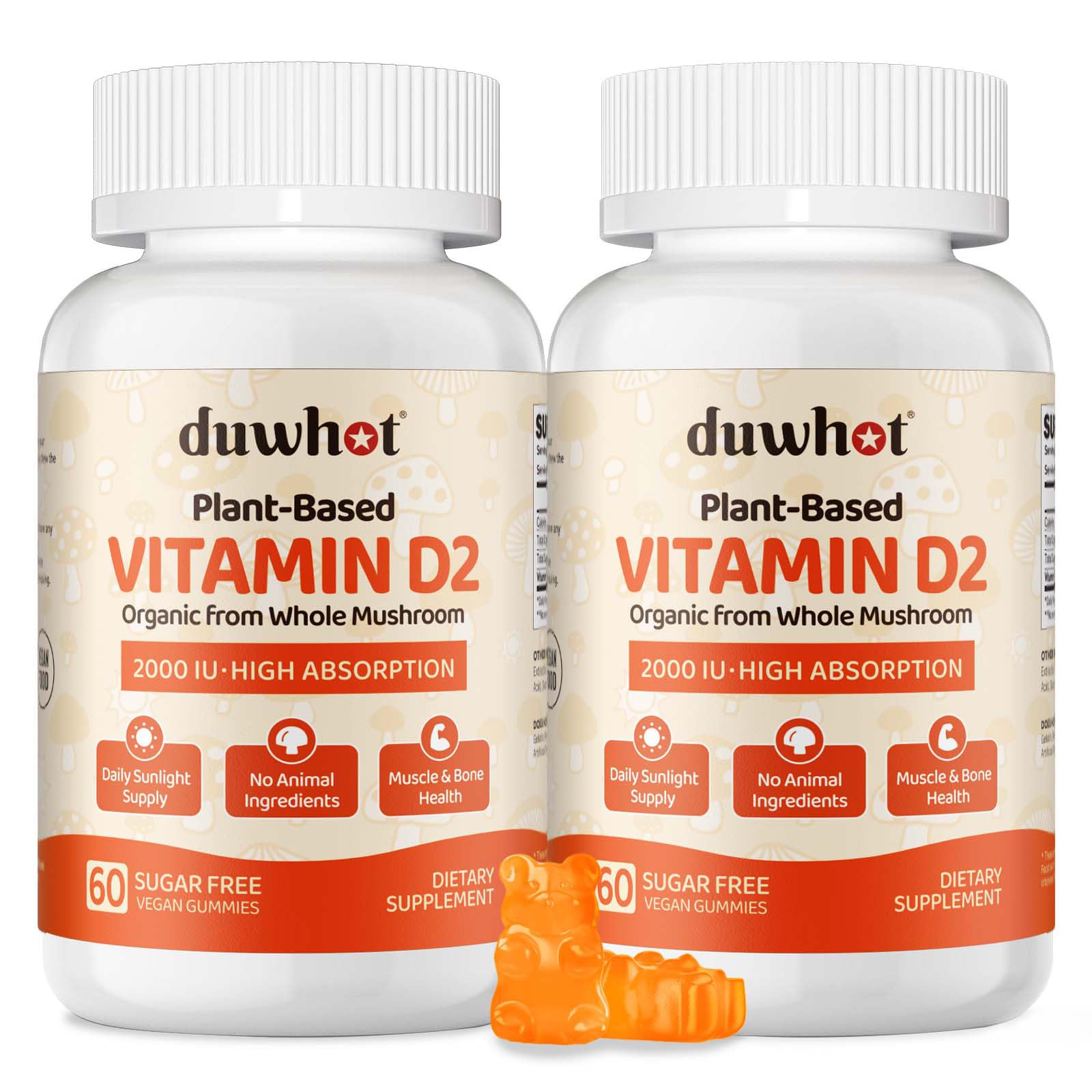 Vitamin D2 Gummies 2000 IU, for Bone, Muscle & Immune Support, 120 Chews 1 Count (Pack of 120)