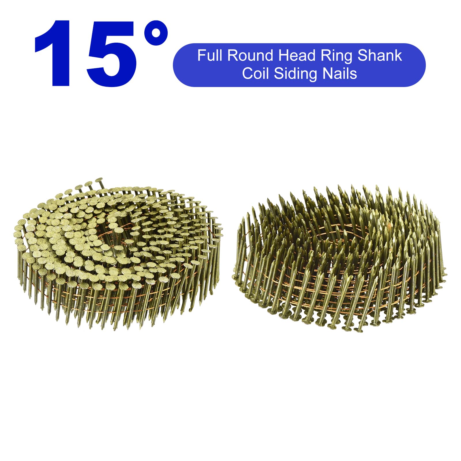 QUARKZMAN 2400 Stück Schindelnägel 1-1/4" x 0.075" 15-Grad Ringbund Vollrundkopf Drahtrolle Für Latten Und Beplankungsmaterial