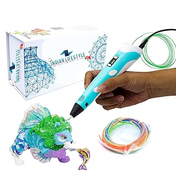 INDIAN LIFESTYLE 3D Printing Pen,3D Pen with 3 Colors PLA Filament Refills,Compatible PLA & ABS,Creative Toy,Great Arts Crafts Gift for Kids & Adults