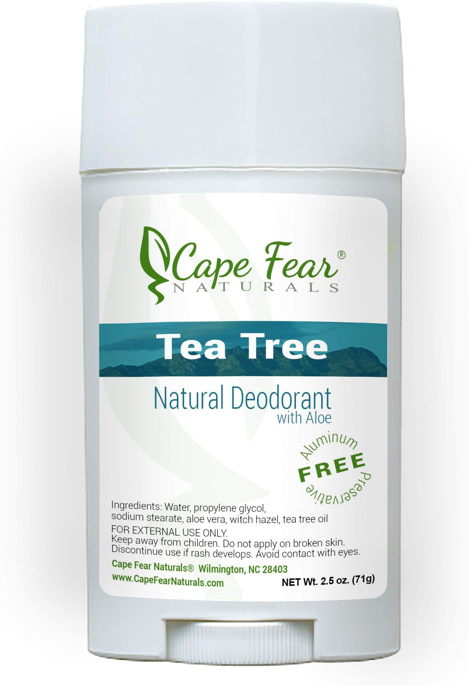 Tea Tree Natural Deodorant Stick (2.5oz Stick - Aluminum Free - Preservative Free)