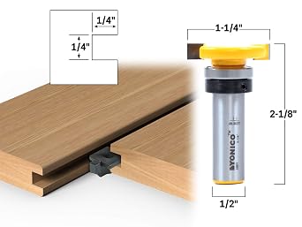 YONICO Top Bearing Slot Cutter Router Bit (1/4 Height - 1/4 Depth - 1/2 Shank)