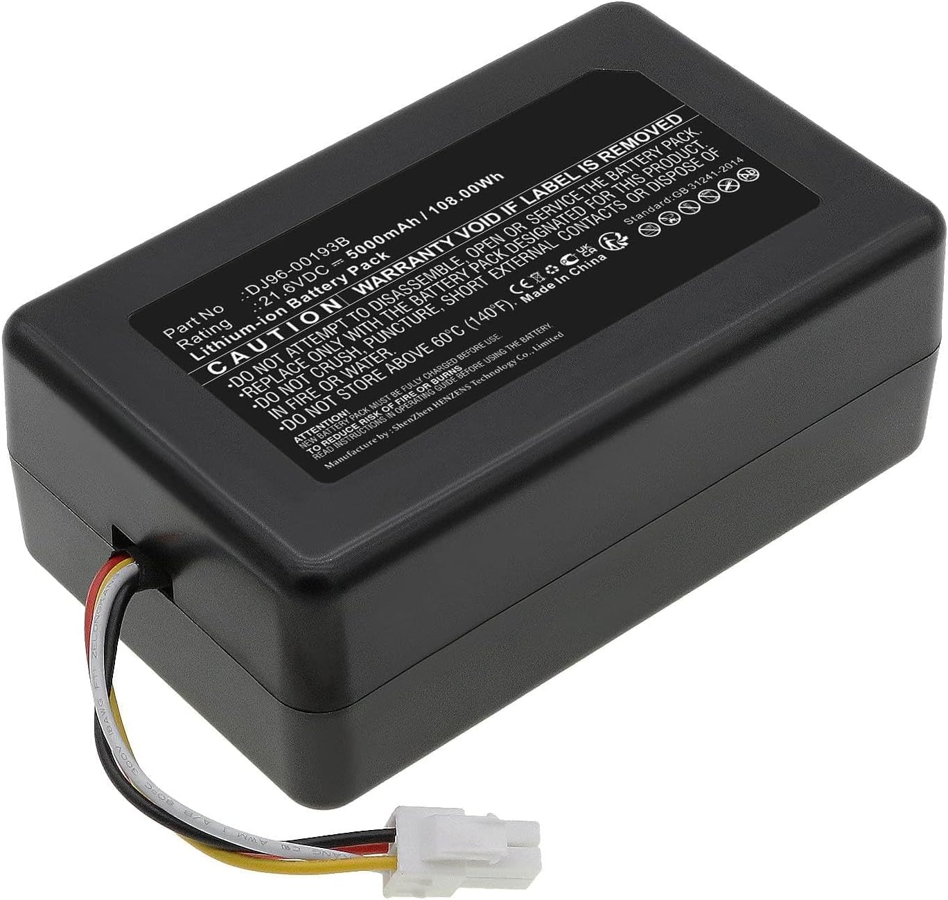 DJ96-00193B 5000mAh 21.6V Vacuum Cleaner Replacement Lithium Battery Compatible with Samsung PowerBot R7065 R7070 R7090 VR7000 R7040 VR1AM7010UW/AA VR1AM7040WG/AA,1PCS