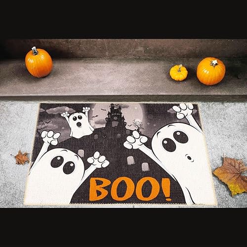 Benissimo Alfombra de Halloween de 24 x 36 pulgadas, 85% algodón, divertida, lavable a máquina, tapete de pasillo para baño, felpudo para decoración