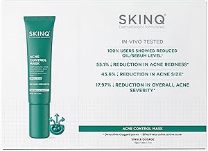 SKINQ Acne Control Mask- Pack of 5 | 100% Reduced Oil Levels | Clay Face Pack for Oil & Breakout Control | Reduces Acne Size in 15 Minutes | For All Skin Types | In-Vivo Tested I Derma Formulated