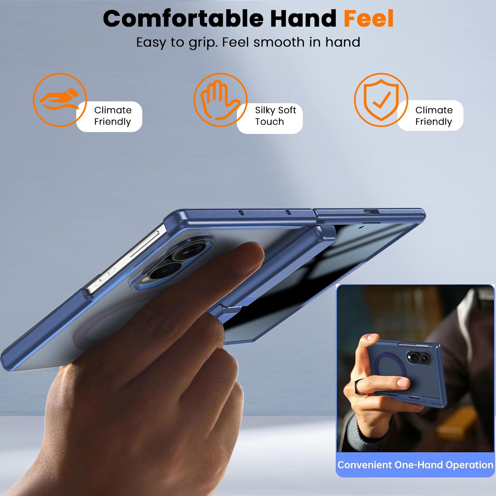 WRJ Custodia per Samsung Galaxy Z Fold 8 con pellicola protettiva per lo schermo privacy e cavalletto pieghevole, adatta per Magsafe, protezione per cerniere, protezione dalle cadute di grado militare