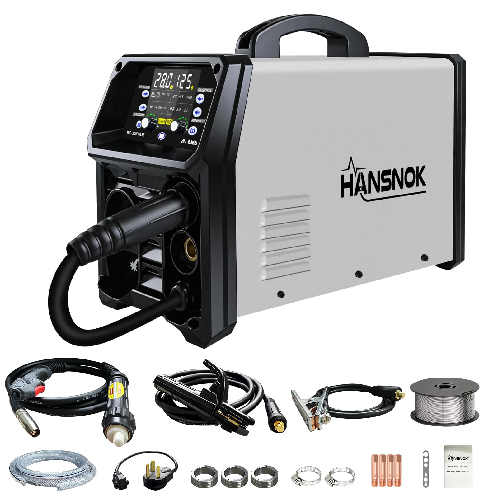 Soudeuse MIG pulsée en aluminium 200A 5-en-1 double tension 110V/220V avec grand écran LED