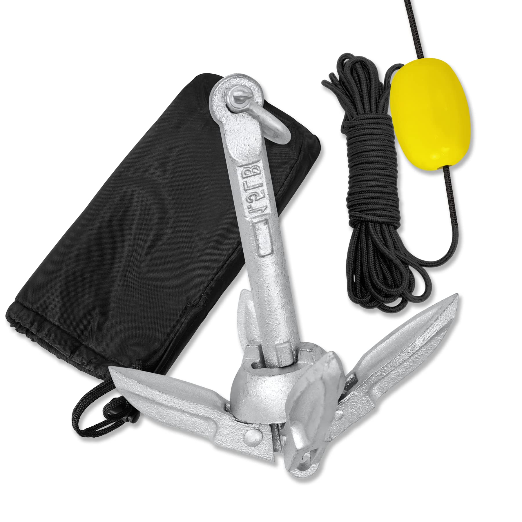 Froadp Kit di Ancora per Kayak 0,7 kg Foldable Anchor Barca Accessori per Gommoni con Corda Dell'Ancora da 10m Moschettone Boa e Trasporto Borsa Ancora Pieghevole per Canoe o Pagaia SUP (Ø8x18cm)