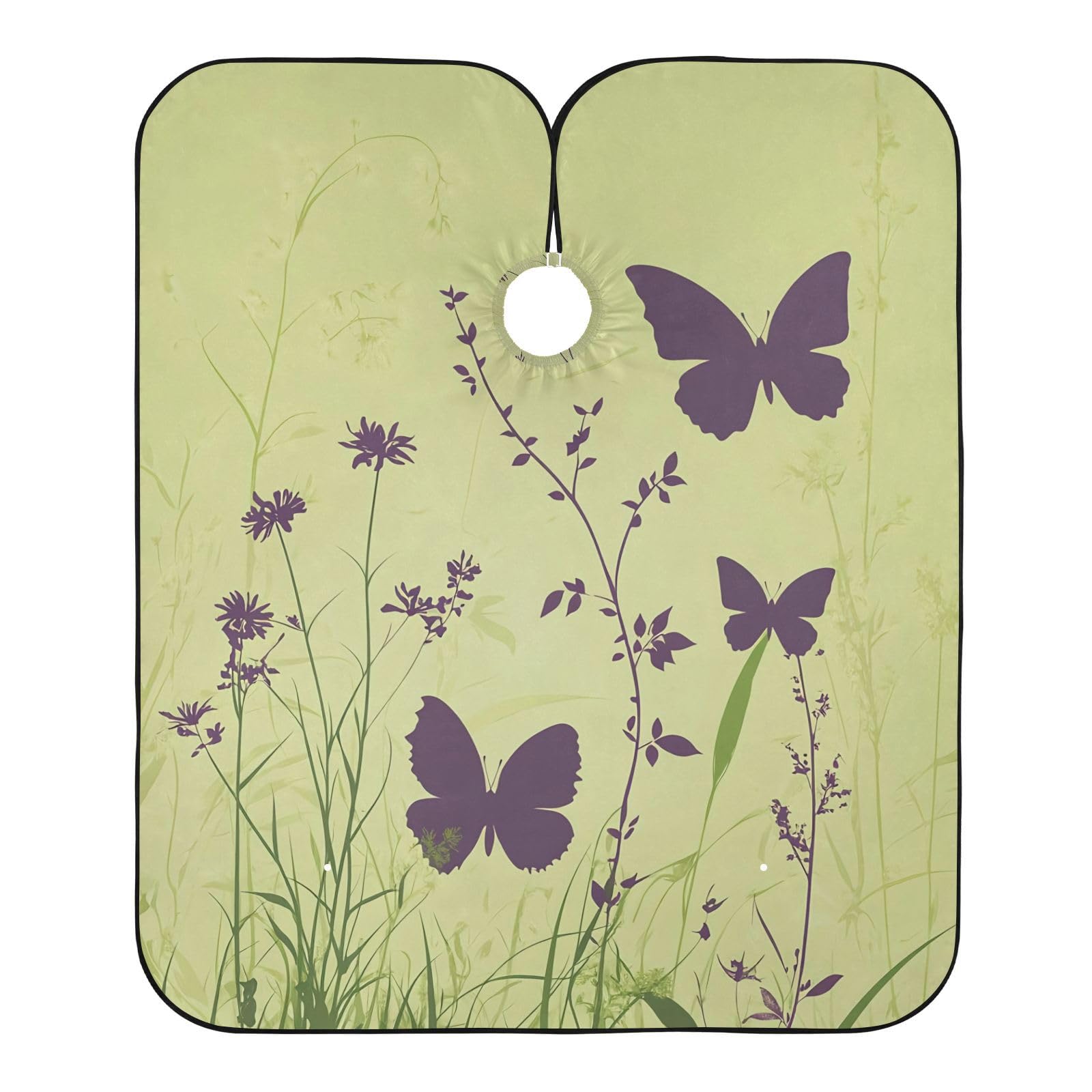 Hezely Butterfly and Wildflower Hair Dye Cape, Barber Cape for Adults,Waterproof Salon Cape,Waterproof Hairdressing Styling Hair Cutting, 65