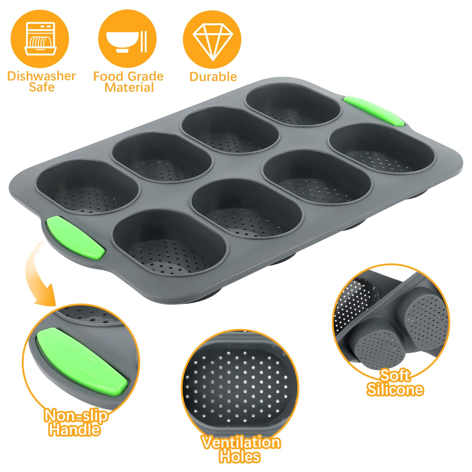 Stampo per Pane in Silicone, Stampo per Baguette in Silicone Stampo per Pane, Teglia da Forno per Baguette Teglia per Pasticceria