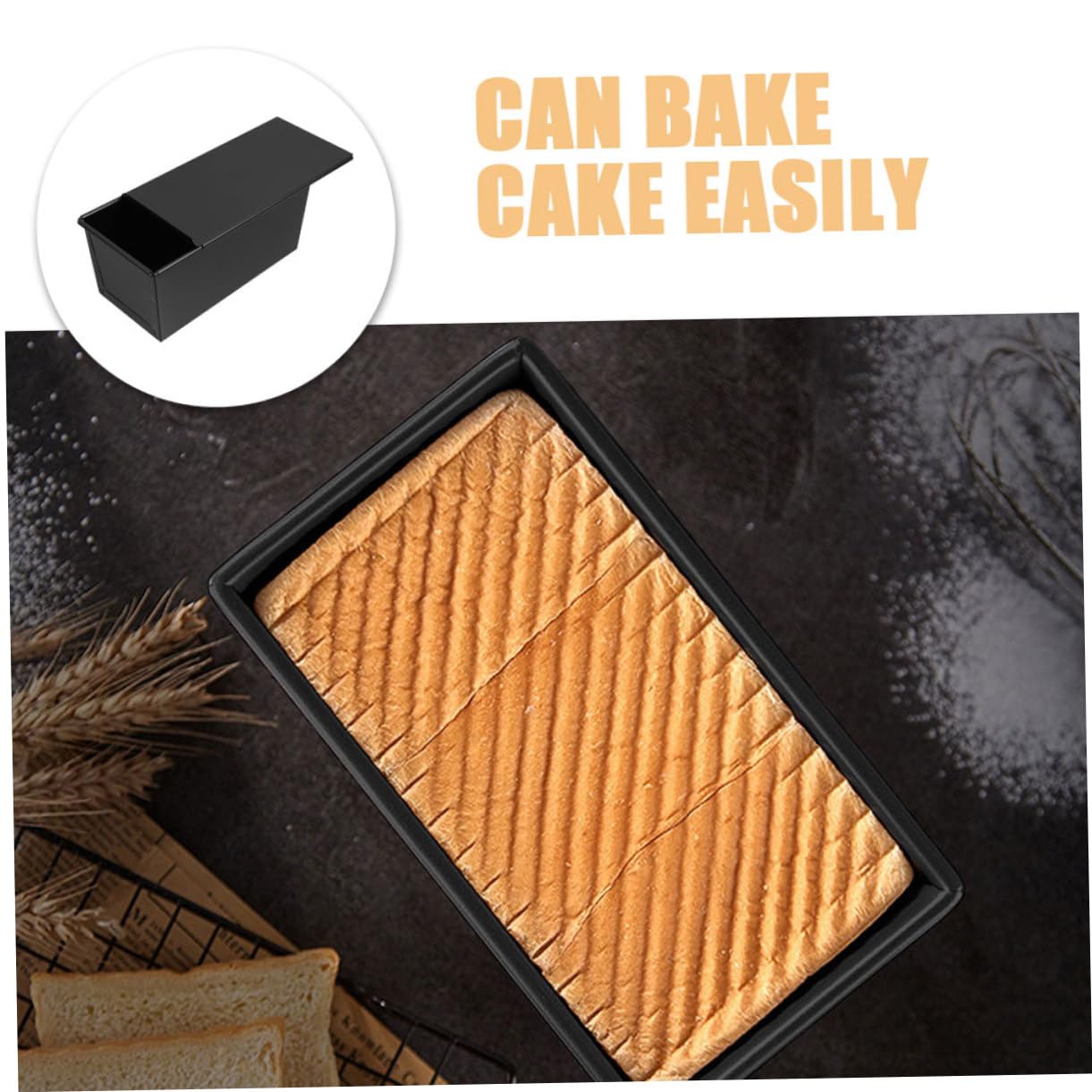 Alipis 3 Moldes Deslizantes Para Tostadas Sin Pan Para Masa Madre Reutilizables Para Hornear Con Tapa Y Bandeja De Drenaje De Silicona Pequeños De Hierro Y Color Negro