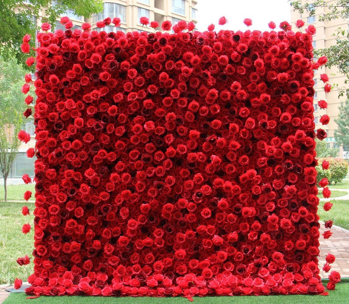 Flower Wall Panel Red Rose Artificial Floral Panels for