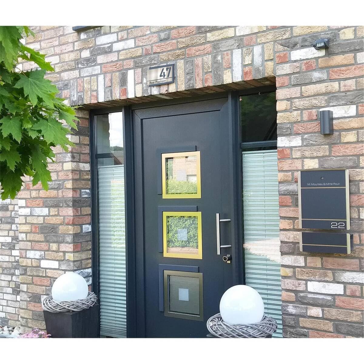 Metzler® numéro de maison en acier inoxydable avec effet 3D et gravure laser résistante gris anthracite RAL 7016 – robustesse extérieure facile à entretenir – personnalisation adresse