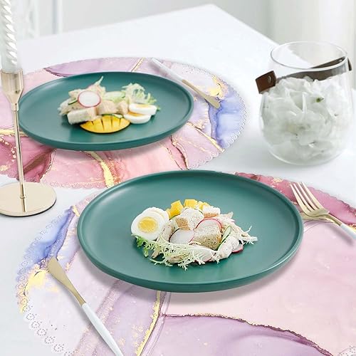 Miniatura 7 de Juego de 4 manteles individuales redondos de poliéster, lavables, resistentes al calor, para decoración de mesa de cocina, comedor, juego de 4,