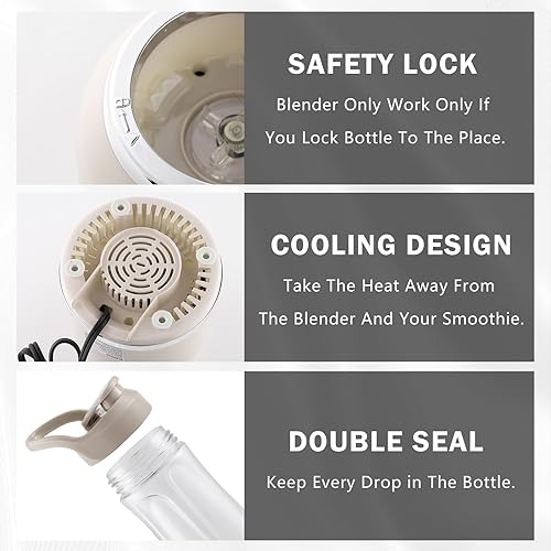 Miniatura 7 de Licuadora de batidos con 6 cuchillas afiladas, mini licuadora personal para batidos y batidos con 3 velocidades ajustables, licuadora pequeña para