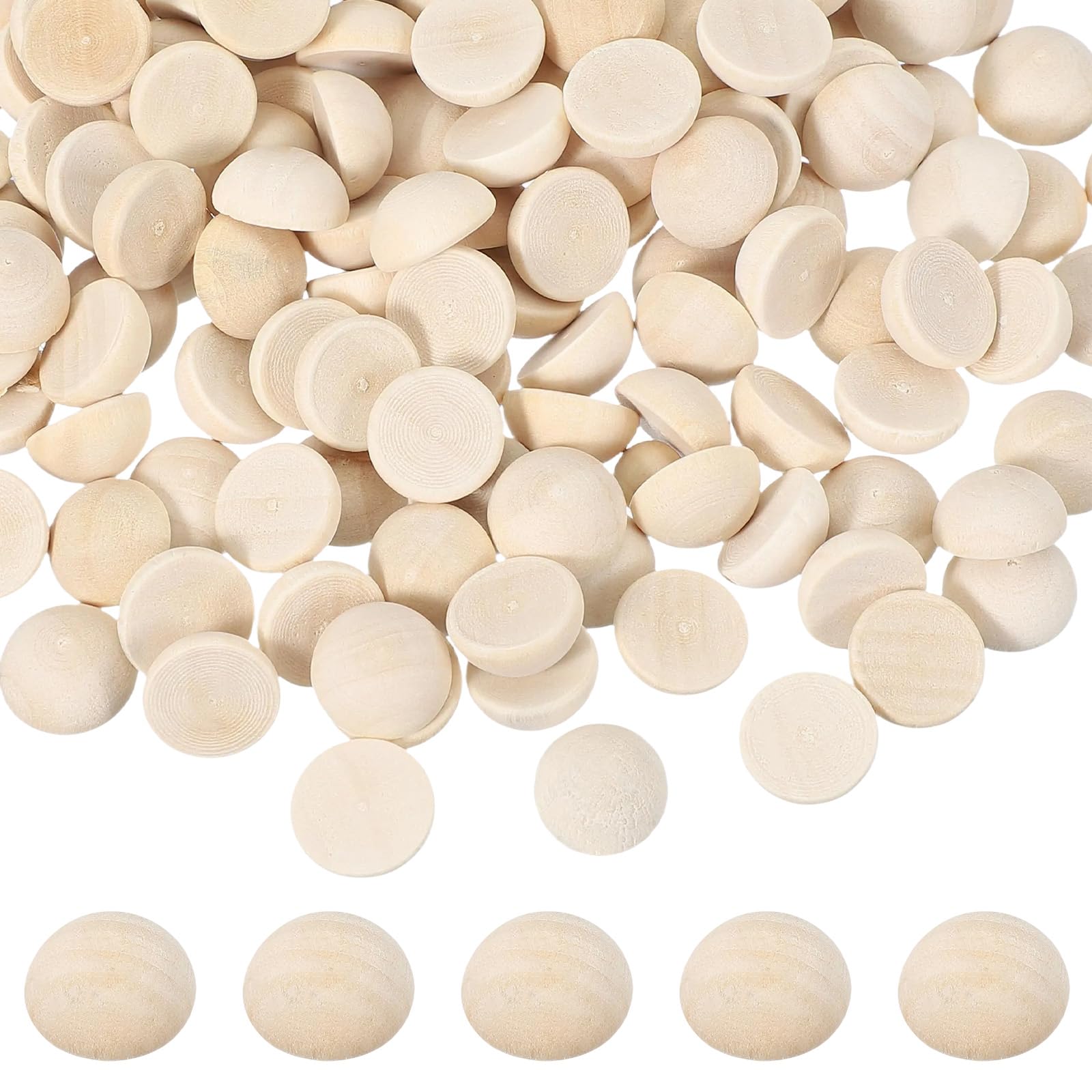 Demi-perles en bois 15mm perles demi-rondes naturelles pour peinture et loisir créatif