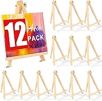 AROIC 12 Pack 9 Inch Wooden Tabletop Easels - Foldable Sturdy Stands for Painting Canvases, Art Crafts, Photos, Signs & Kids