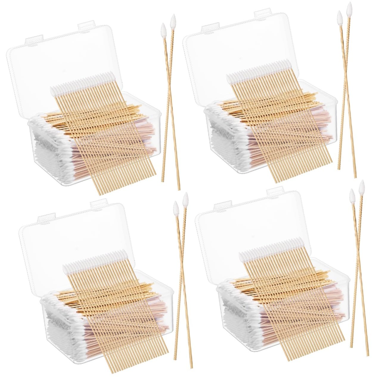 4 Sätze Make-up-applikatorstifte Zweck Reiniger Entfernung Individuell Tipps Bad Ohrenreinigungstupfer Wattestäbchen Mit Präzisionsspitze Holz Khaki 500 Stück * 4
