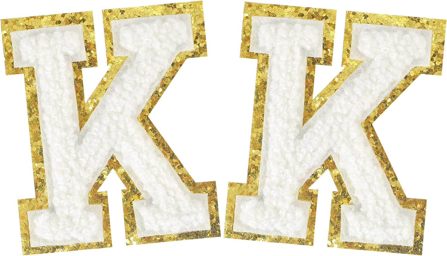 2PCS Iron on Greek Letter Patches White Chenille Greek Letter Patches Sorority Greek Patches (Omega)