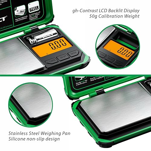 Miniatura 3 de ACCT Báscula de bolsillo de precisión, 7.05 oz x 0.00 oz, báscula digital de alimentos con pantalla LCD, conversión de un solo clic, 6 unidades,