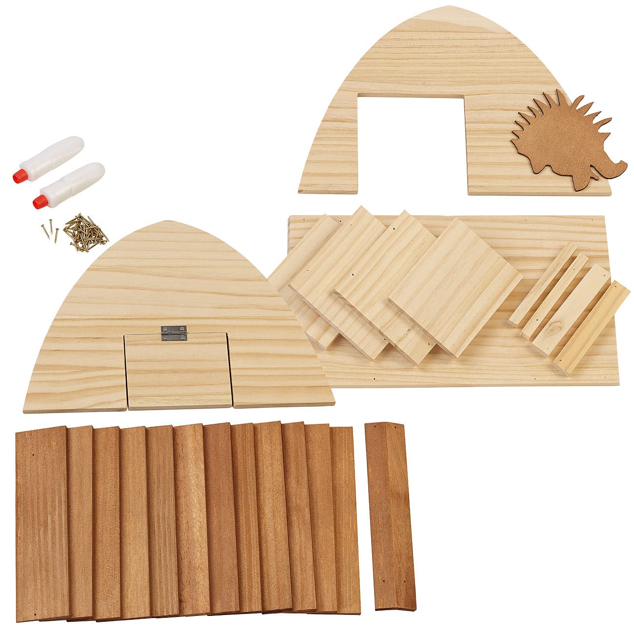 Royal Gardineer Igelhaus Bausatz Holz: 2er-Set wetterfeste Igelhäuser mit Schindeldach aus Echtholz, Bausatz (Igelfutterhaus, Igelnest, Insekten)