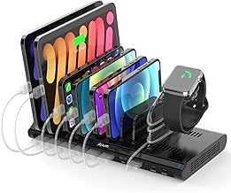 Alxum 96W USB Charging Station Multiple Devices 10 Ports with 18W Type C PD for Tablets, Phones and More