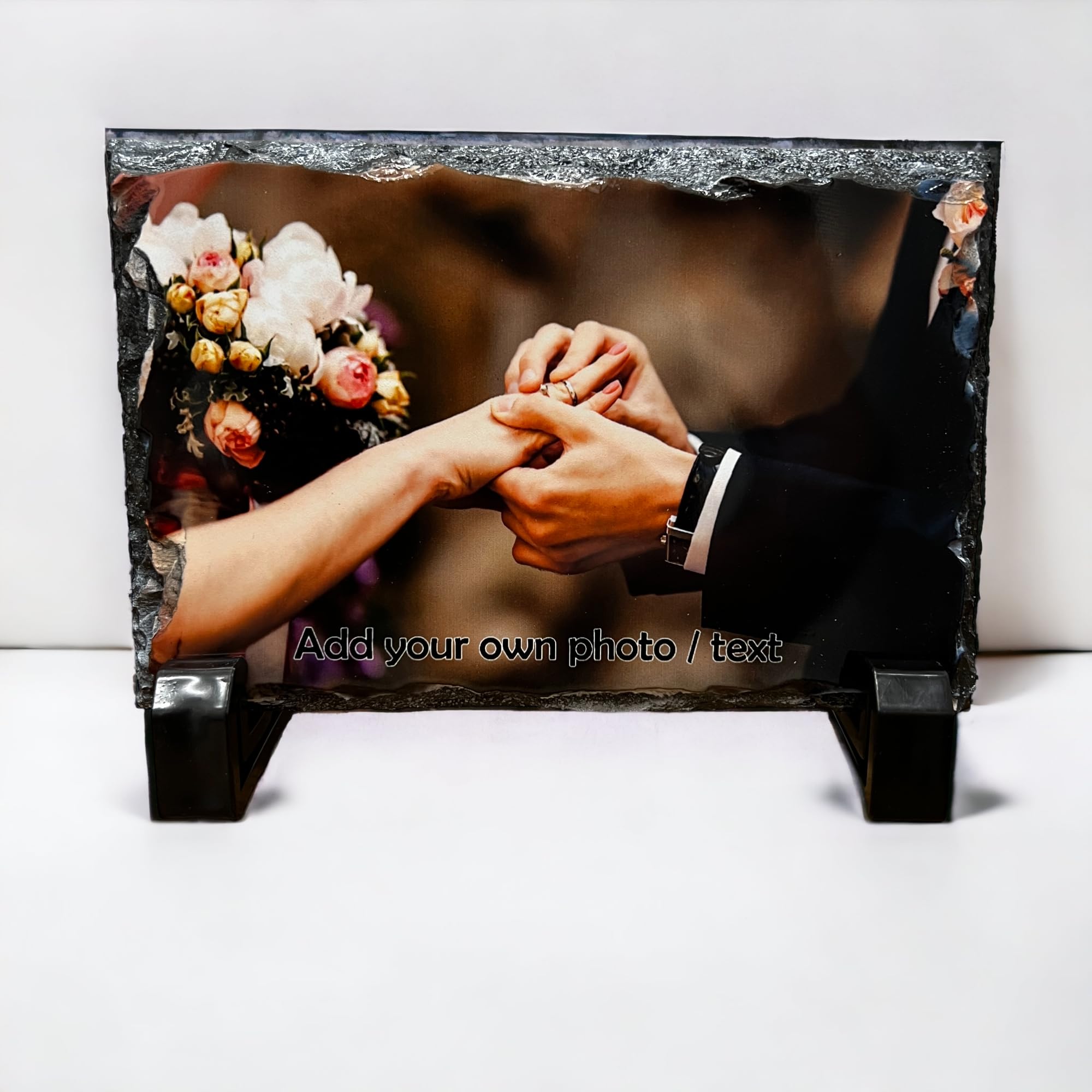 Shopquality4u Black Personalised Slate Photo 14 X 9Cm Rock Slate Picture Personalised Gift For Her Him