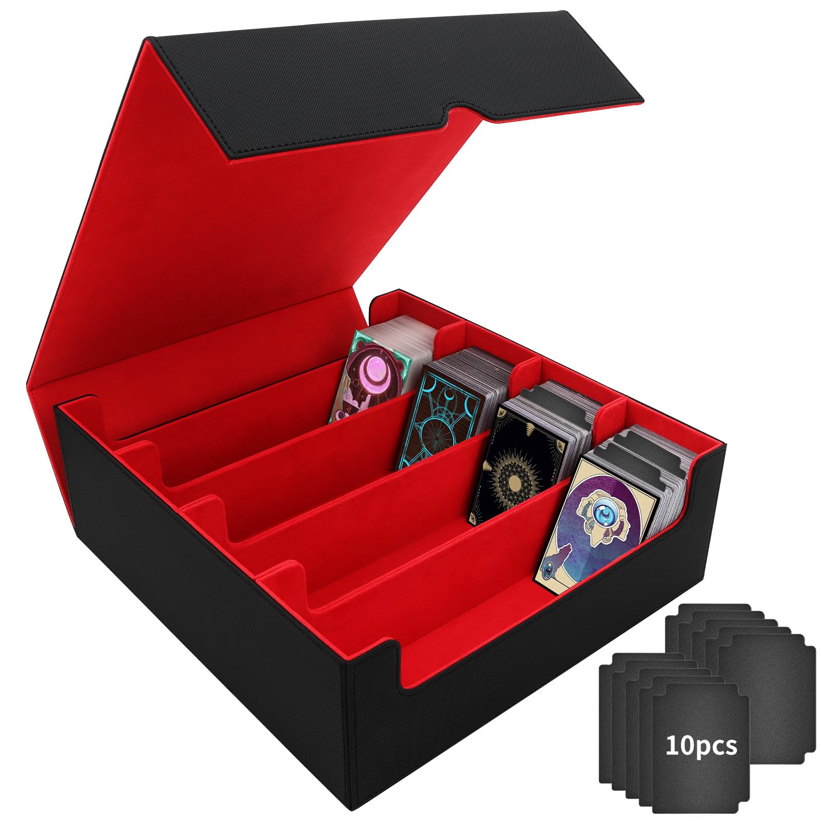 AOBOPLE Trading Card Storage Box,3200+ Card Box Storage with 10 Dividers and 4 Foam Supporters PU Leather Magnetic Cards Deck Case for MTG,TCG, Magic and Sport Cards,Great Gift for Card Collectors