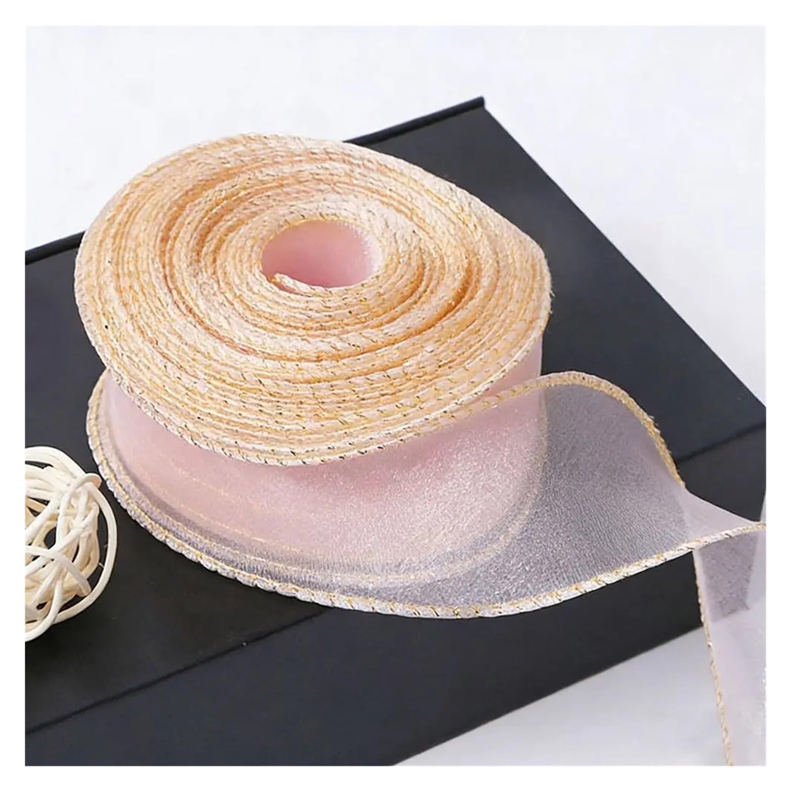 Chiffonband, Organzaband, Drahtdesign, einfarbig, Satin-Garn, Basteln, für Geschenkverpackungen, Urlaubsdekoration, 8 Stück