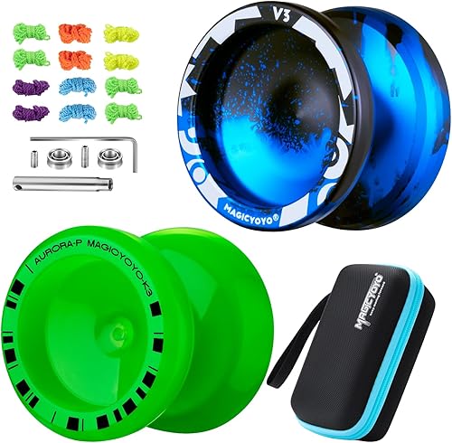Miniatura 38 de MAGICYOYO Yoyos responsivos para niños principiantes, paquete de 2 Pro Yoyo, Yo Yo V3 de metal de doble función, yoyos de plástico K1 Plus con 12