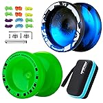 MAGICYOYO V3 & K3 Yoyo Pack, Metal & Plastic Responsive Yoyo for Kids 8-12, Unresponsive Yo Yos for Adults, Pro Yo-yo Pack for Beginners & Advanced Players, Butterfly Yo Yo with Complete Accessory Kit
